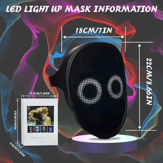 Face Transforming LED Mask with App Controlled Programmable LED Halloween Mask Digital Lighted Face Transforming Mask for Adults